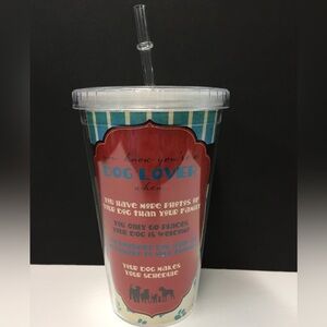 Quality 16-ounce double-walled acrylic cool cup reusable straw Dog Lover new